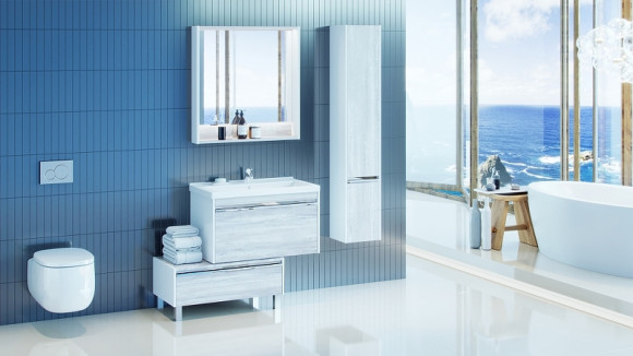 Зеркало Aquaton Капри 80 1A230402KPDA0 с подсветкой Белое Бетон пайн