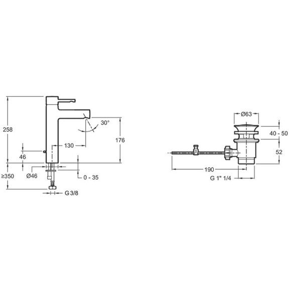 Смеситель для раковины Jacob Delafon Cuff E37303-CP Хром