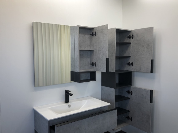 Зеркальный шкаф Comforty Франкфурт 90 00-00006504 Бетон светлый