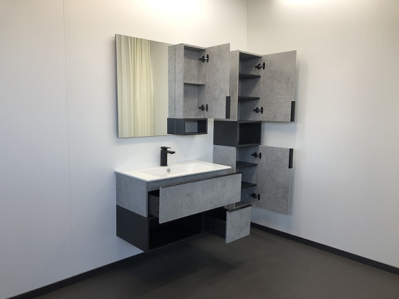 Зеркальный шкаф Comforty Франкфурт 90 00-00006504 Бетон светлый