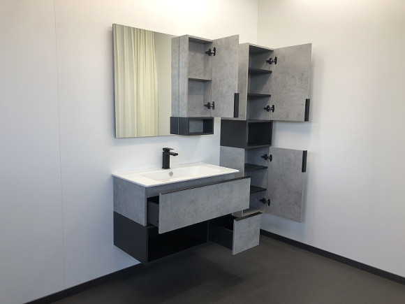 Зеркальный шкаф Comforty Франкфурт 90 00-00006504 Бетон светлый