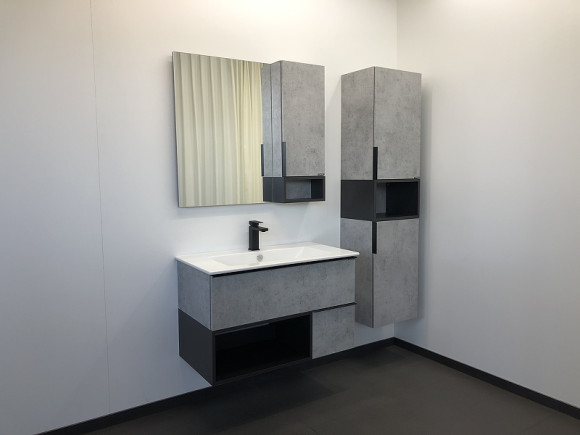 Зеркальный шкаф Comforty Франкфурт 90 00-00006504 Бетон светлый