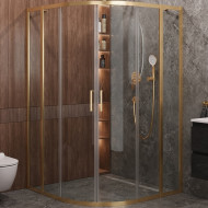 Душевой уголок Cezares Molveno 110x110 MOLVENO-R-22-90+20-C-BORO-IV профиль Брашированное золото стекло прозрачное