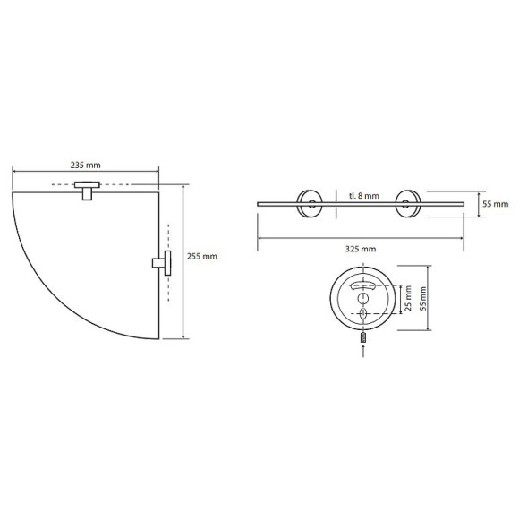Стеклянная полка Bemeta Omega 104102012 угловая Хром Стеклянная полка Bemeta Omega 104102012 угловая Хром