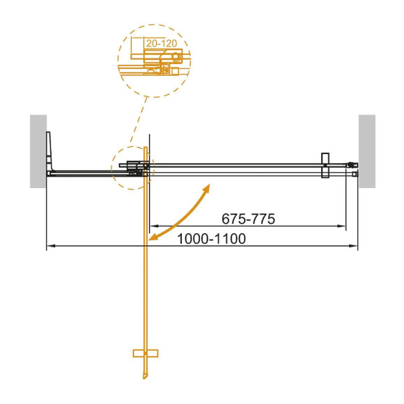 Душевая дверь Cezares Slider 110 SLIDER-B-1-100/110-GRIGIO-NERO профиль Черный матовый стекло тонированное