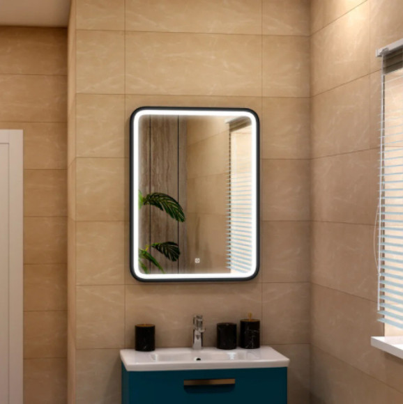 Зеркало Art&Max Genova AM-Gen-600-800-DS-F с сенсорным выключателем Черное