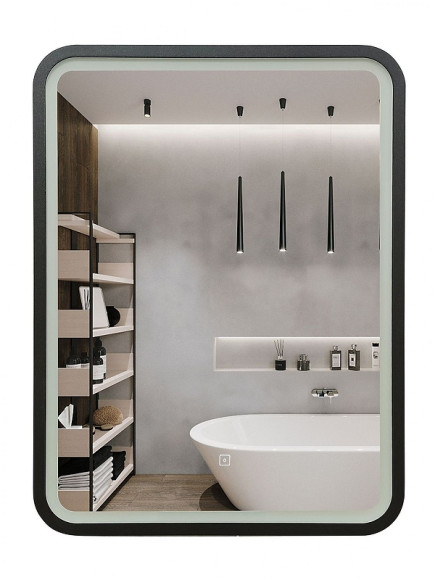 Зеркало Art&Max Genova AM-Gen-600-800-DS-F с сенсорным выключателем Черное