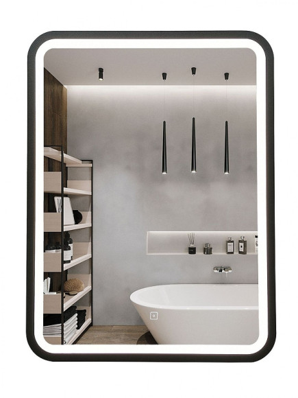 Зеркало Art&Max Genova AM-Gen-600-800-DS-F с сенсорным выключателем Черное