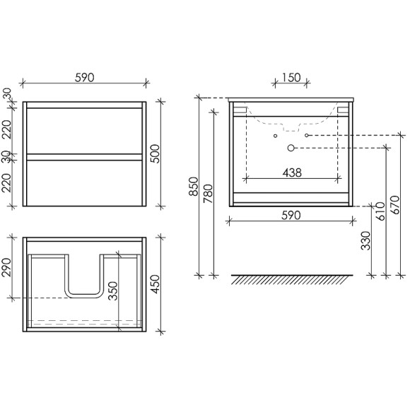Тумба под раковину Sancos Libra 60 LB60EG подвесная Дуб галифакс натуральный
