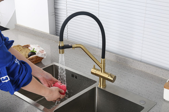 Смеситель для кухни Gappo G4398-83 Золотой сатин Черный Смеситель для кухни Gappo G4398-83 Золотой сатин Черный