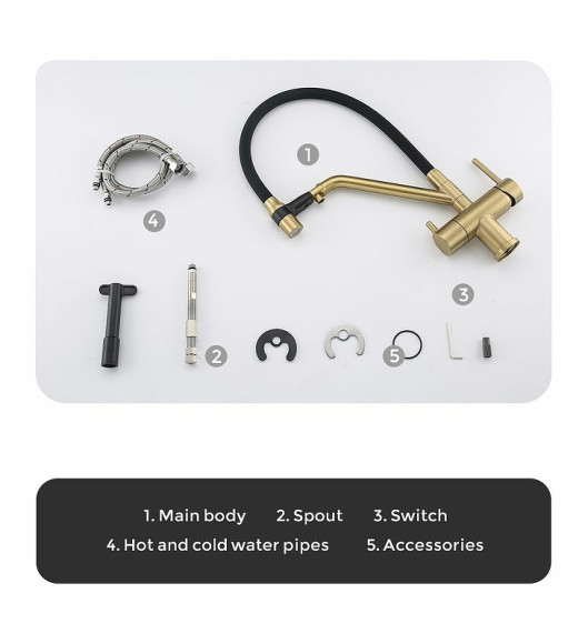 Смеситель для кухни Gappo G4398-83 Золотой сатин Черный Смеситель для кухни Gappo G4398-83 Золотой сатин Черный