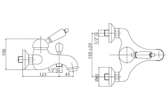 Смеситель для ванны Cezares Vintage VINTAGE-VDM-03/24-Sw Золото 24 карат