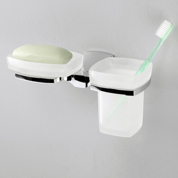 Стакан для зубных щеток с мыльницей WasserKRAFT Wern K-2526 с мыльницей Хром Стакан для зубных щеток с мыльницей WasserKRAFT Wern K-2526 с мыльницей Хром