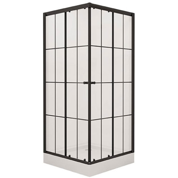 Душевой уголок Niagara Nova NG-0180-14 80х80 профиль Черный стекло прозрачное с принтом