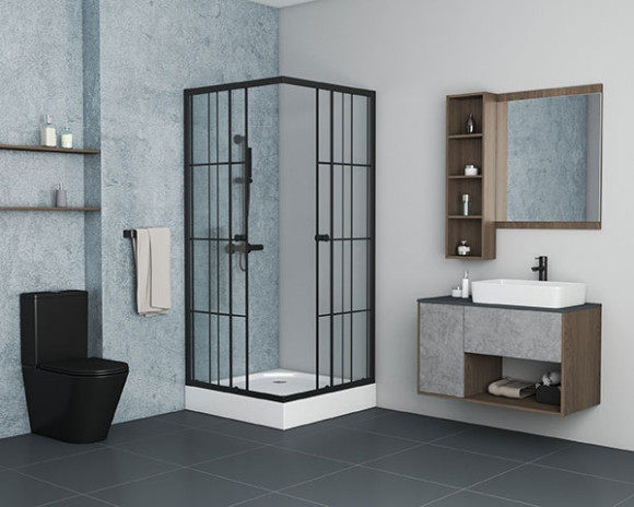 Душевой уголок Niagara Nova NG-0180-14 80х80 профиль Черный стекло прозрачное с принтом Душевой уголок Niagara Nova NG-0180-14 80х80 профиль Черный стекло прозрачное с принтом