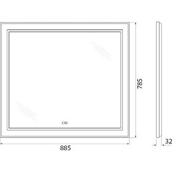 Зеркало BelBagno Kraft 88.5 SPC-KRAFT-885-785-TCH-WARM-NERO с подсветкой с подогревом Черное с сенсорным выключателем Зеркало BelBagno Kraft 88.5 SPC-KRAFT-885-785-TCH-WARM-NERO с подсветкой с подогревом Черное с сенсорным выключателем