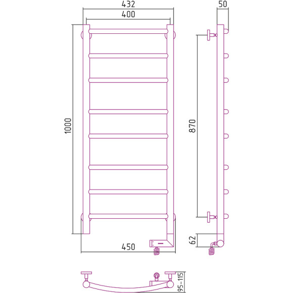 Электрический полотенцесушитель Сунержа Галант 2.0 1000x400 R 12-5201-1040 Белый