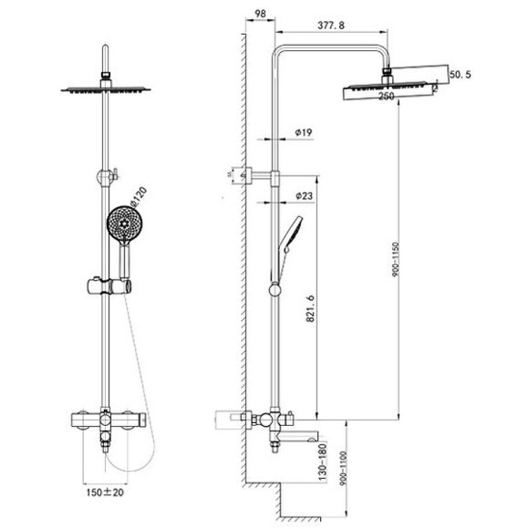 Душевая система Caprigo Don 53-310-NER Черная матовая