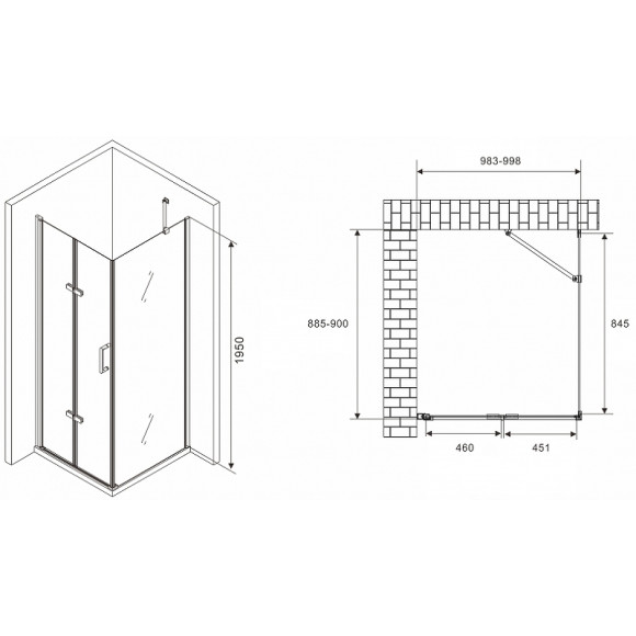 Душевой уголок Abber Zart 100x90 AG08100P-S91 профиль Хром стекло прозрачное Душевой уголок Abber Zart 100x90 AG08100P-S91 профиль Хром стекло прозрачное