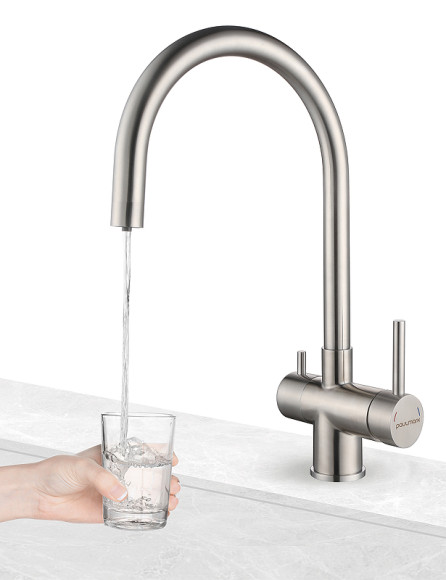 Смеситель для кухни Paulmark Heller He213218-SS Брашированное сталь