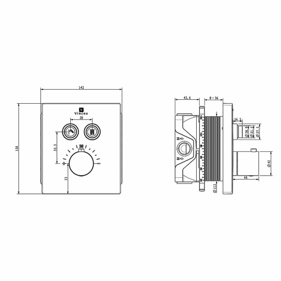 Душевая система Vincea Inspire VSFW-3I21T2MB с термостатом Черная матовая Душевая система Vincea Inspire VSFW-3I21T2MB с термостатом Черная матовая