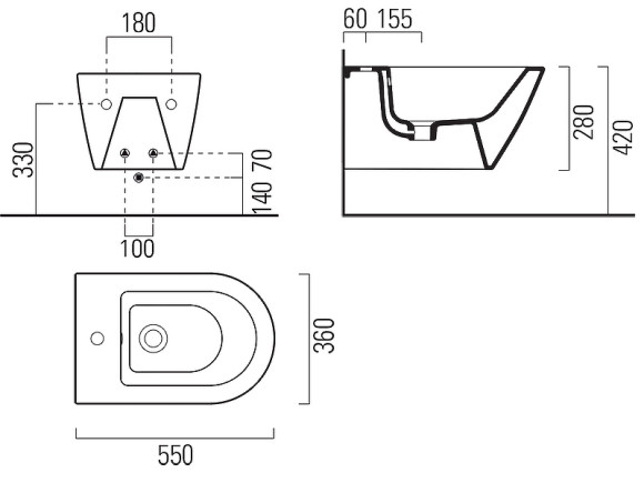 Биде GSI Kube X 9465111 подвесное Белое