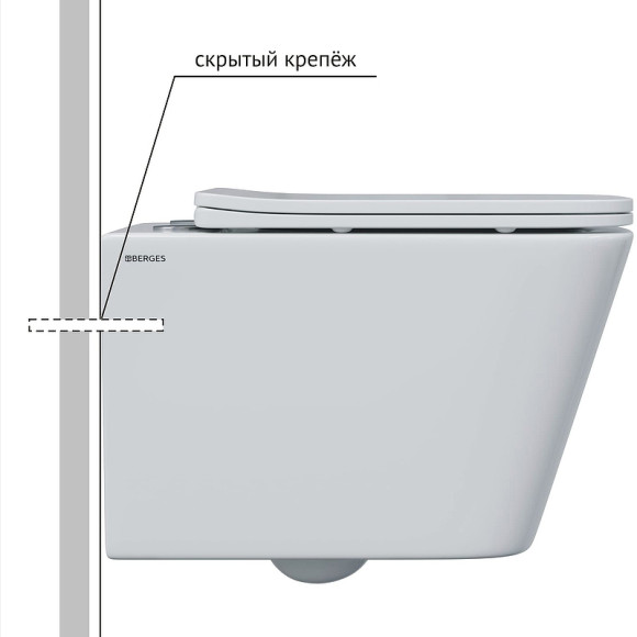 Унитаз Berges Floe S Rimless 082134 подвесной с сиденьем Микролифт Унитаз Berges Floe S Rimless 082134 подвесной с сиденьем Микролифт