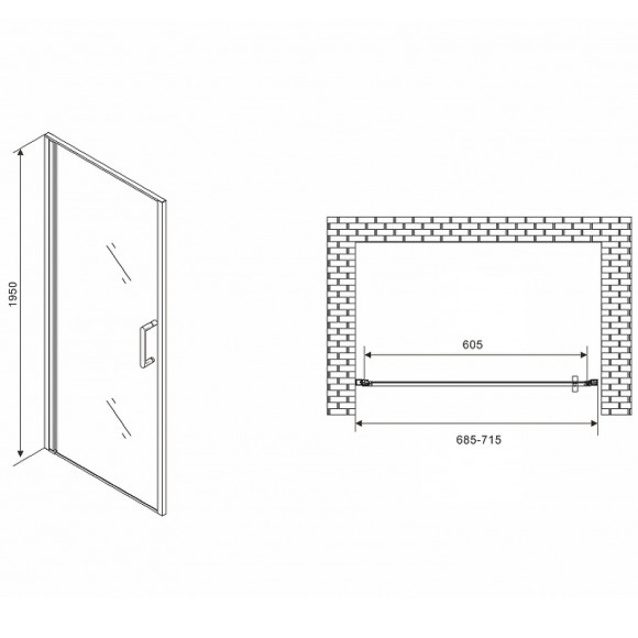 Душевая дверь Abber Sonnenstrand 70 AG04070M профиль Хром стекло матовое Душевая дверь Abber Sonnenstrand 70 AG04070M профиль Хром стекло матовое