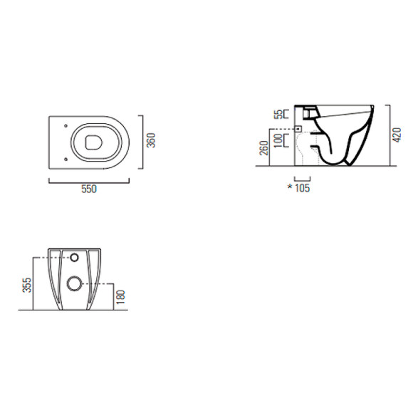 Унитаз GSI Pura 880311 приставной без сиденья Унитаз GSI Pura 880311 приставной без сиденья