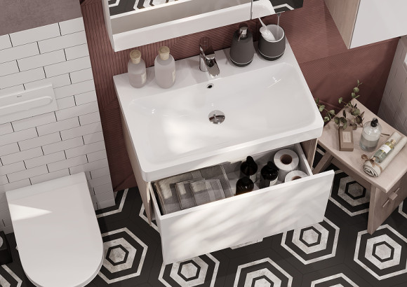 Тумба под раковину Aquaton Асти 70 1A263001AXD70 подвесная Белая глянцевая