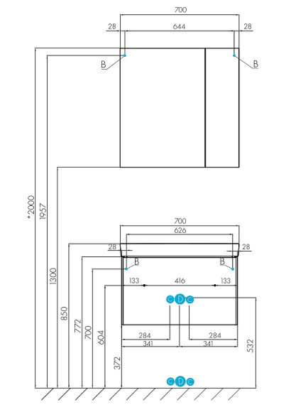 Тумба под раковину Aquaton Асти 70 1A263001AXD70 подвесная Белая глянцевая