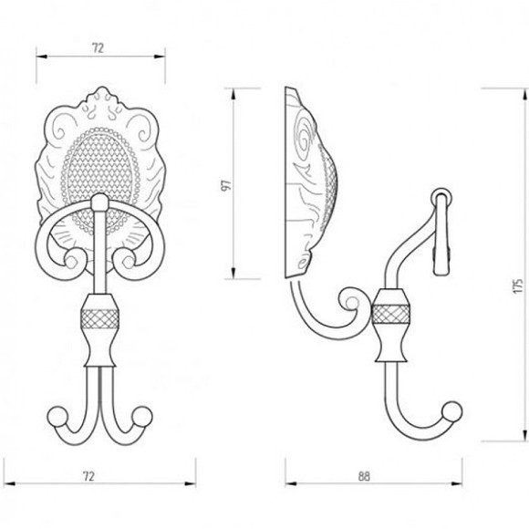 Двойной крючок Migliore Cleopatra 16633 Бронза