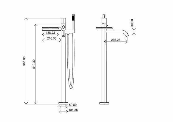Смеситель для ванны Boheme Stick 129-BB.2 Черный матовый