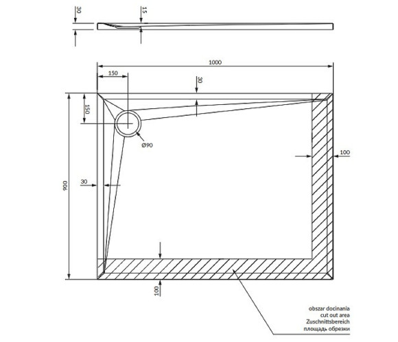 Душевой поддон из искусственного камня Omnires Stone 100х90 STONE90/100BL Черный матовый Душевой поддон из искусственного камня Omnires Stone 100х90 STONE90/100BL Черный матовый
