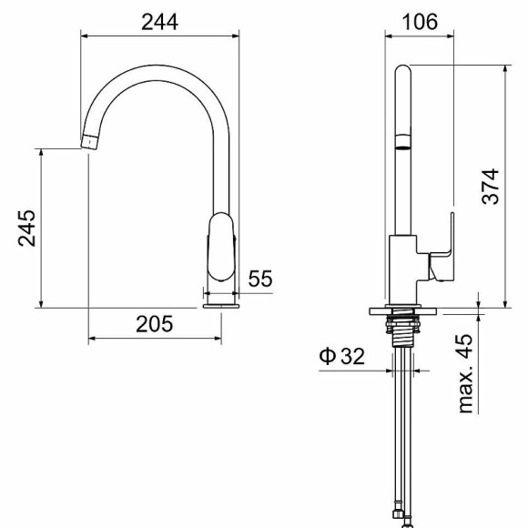 Смеситель для кухни Aquatek Оберон AQ1282MB Черный матовый Смеситель для кухни Aquatek Оберон AQ1282MB Черный матовый