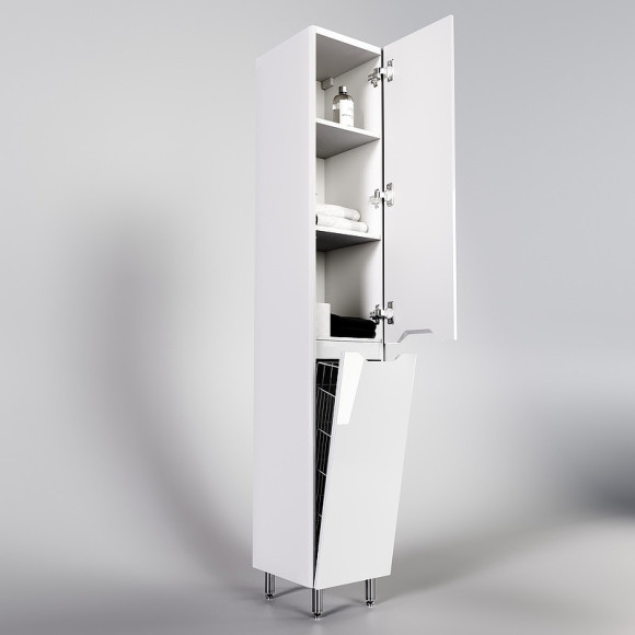 Шкаф пенал Style Line Марелла 30 Люкс Plus СС-00002419 с бельевой корзиной Белый глянец антискрейтч Шкаф пенал Style Line Марелла 30 Люкс Plus СС-00002419 с бельевой корзиной Белый глянец антискрейтч