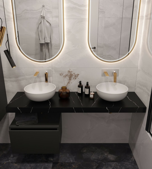 Столешница под раковину Boheme Armadi Art Flat 160 869-160-NM Черный мрамор