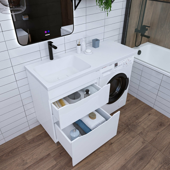 Раковина Grossman Madera Камилла 110 L 1101031 с местом под стиральную машину Белая Раковина Grossman Madera Камилла 110 L 1101031 с местом под стиральную машину Белая