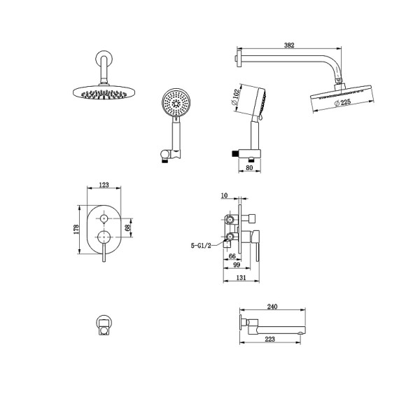 Душевая система Bronze de Luxe Scandi 14582B Черная матовая