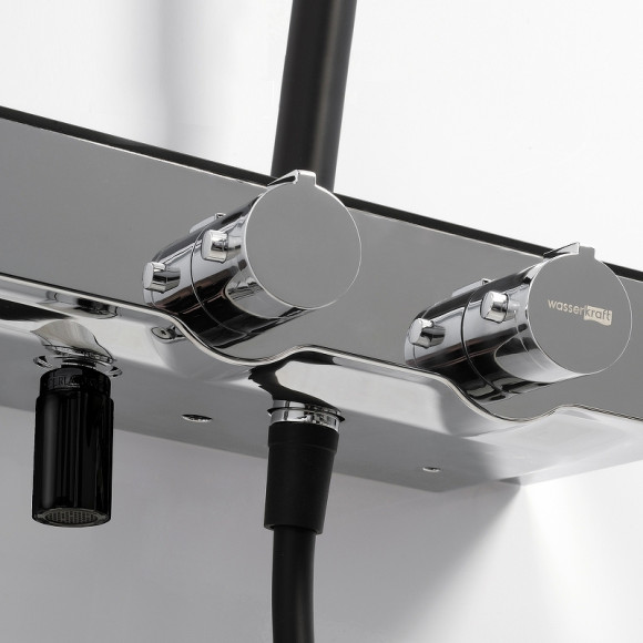 Душевая система WasserKRAFT Abens A114.162.218.CB Thermo с термостатом Черная матовая Хром