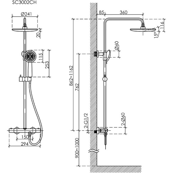 Душевая система Sancos Game SC3002CH с термостатом Хром