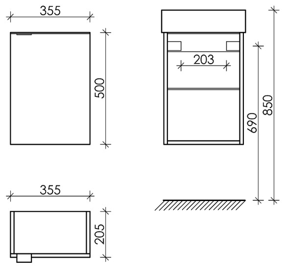 Тумба под раковину Sancos Mini 37 R MN35WR подвесная Белый глянец