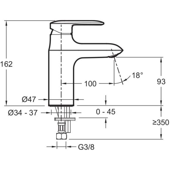 Смеситель для раковины Jacob Delafon Kumin E99447-CP Хром