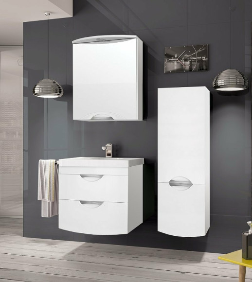 Зеркальный шкаф Style Line Жасмин 2 Люкс 60 ЛС-00000216 с подсветкой Белый Зеркальный шкаф Style Line Жасмин 2 Люкс 60 ЛС-00000216 с подсветкой Белый