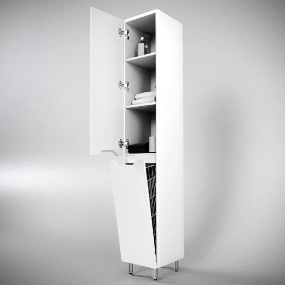 Шкаф пенал Style Line Марелла 30 L Люкс Plus СС-00002445 с бельевой корзиной Белый матовый антискрейтч Шкаф пенал Style Line Марелла 30 L Люкс Plus СС-00002445 с бельевой корзиной Белый матовый антискрейтч