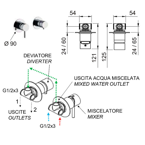 Смеситель для душа Remer X-Style X96 Хром Смеситель для душа Remer X-Style X96 Хром