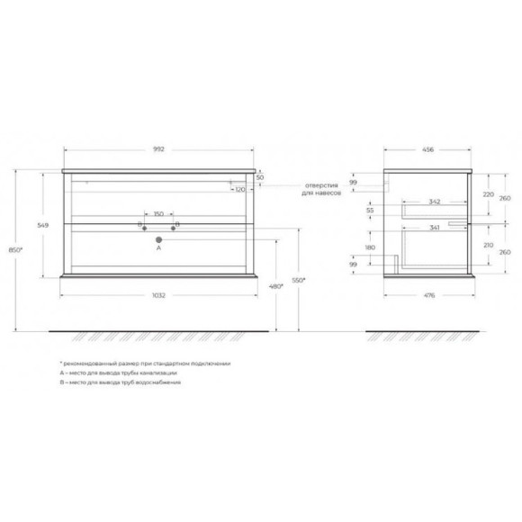 Тумба под раковину Cezares Tiffany 100 54951 подвесная Bianco opaco