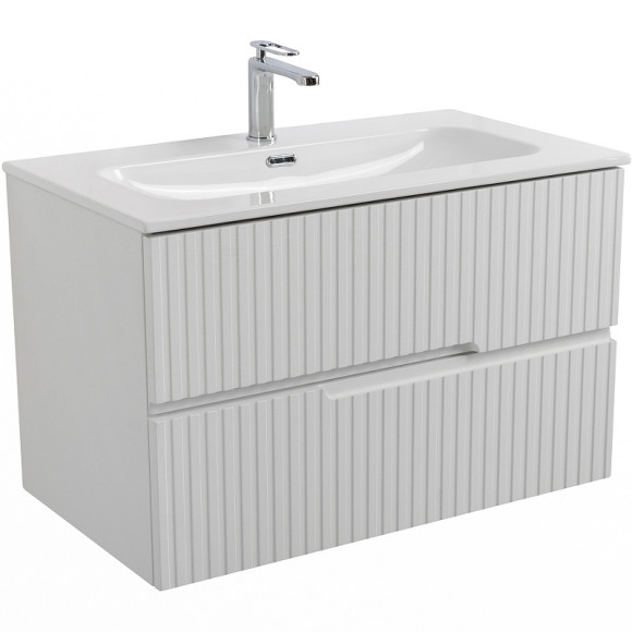 Тумба под раковину Cezares Duet-N 80 DUET-N-800-2C-SO-FBS-P подвесная Ясень Белый Софт