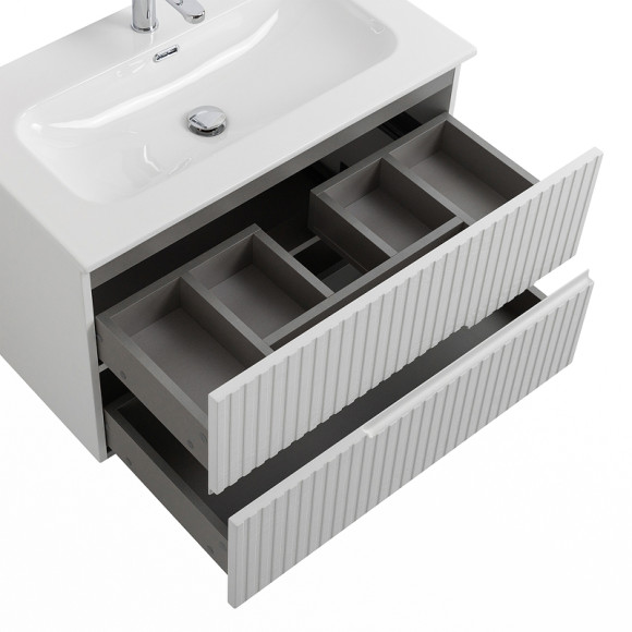 Тумба под раковину Cezares Duet-N 80 DUET-N-800-2C-SO-FBS-P подвесная Ясень Белый Софт