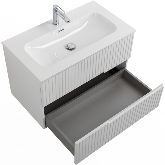 Тумба под раковину Cezares Duet-N 80 DUET-N-800-2C-SO-FBS-P подвесная Ясень Белый Софт